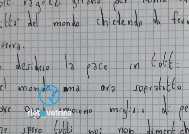 Il messaggio di pace del piccolo Andrea (9 anni) di Rieti