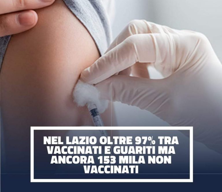 Covid, D’Amato: “Nel Lazio ancora 152.890 persone non vaccinate over 12”