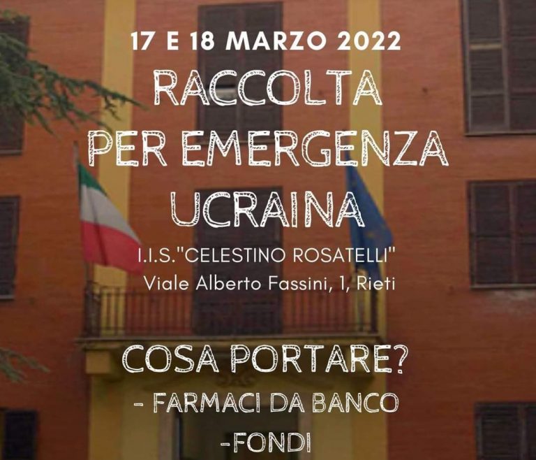Aiuti all’Ucraina, l’Istituto Rosatelli di Rieti al fianco della Croce Rossa Italiana
