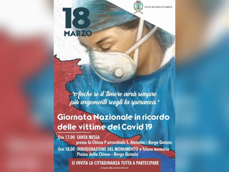 Covid, Fara in Sabina commemora le sue vittime con un monumento a futura memoria