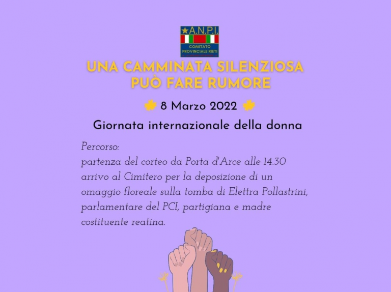 8 marzo 2022, camminata silenziosa dell’ANPI Rieti