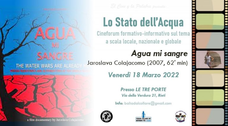 Ultimo appuntamento del Cineforum “Lo Stato dell’Acqua”