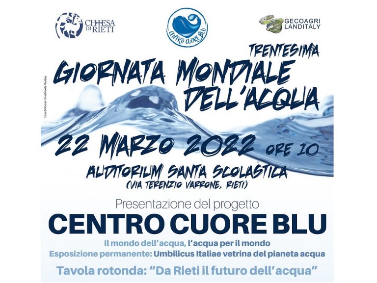 “Giornata mondiale dell’acqua”, il 22 marzo a Rieti incontro all’Auditorium Santa Scolastica