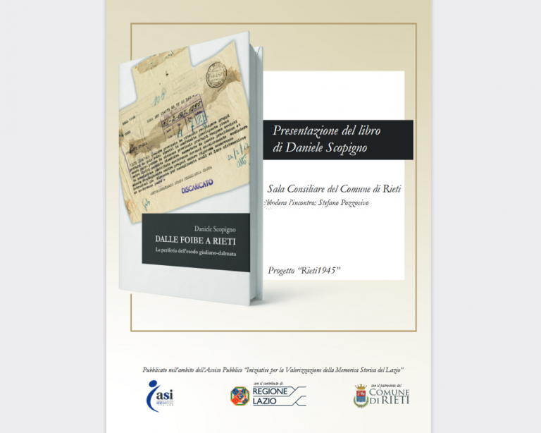 Il 10 marzo presentazione del libro “Dalle foibe a Rieti” di Daniele Scopigno