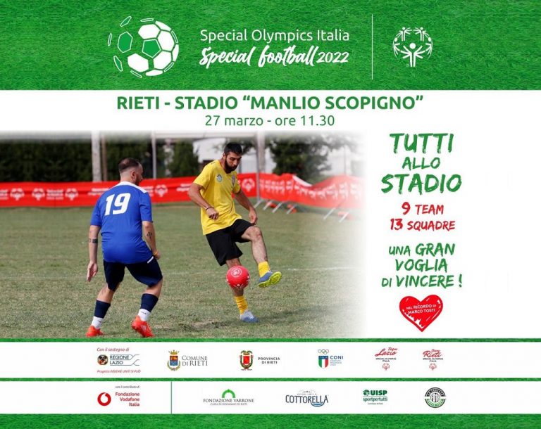 Domenica 27 marzo a Rieti lo “Special Football” torneo di calcio Special Olympics