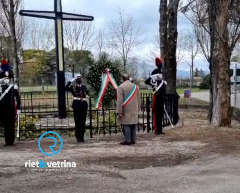 Fosse Reatine, deposta corona sul monumento di Quattro Strade