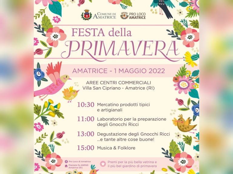 “Festa di Primavera” il 1° maggio ad Amatrice