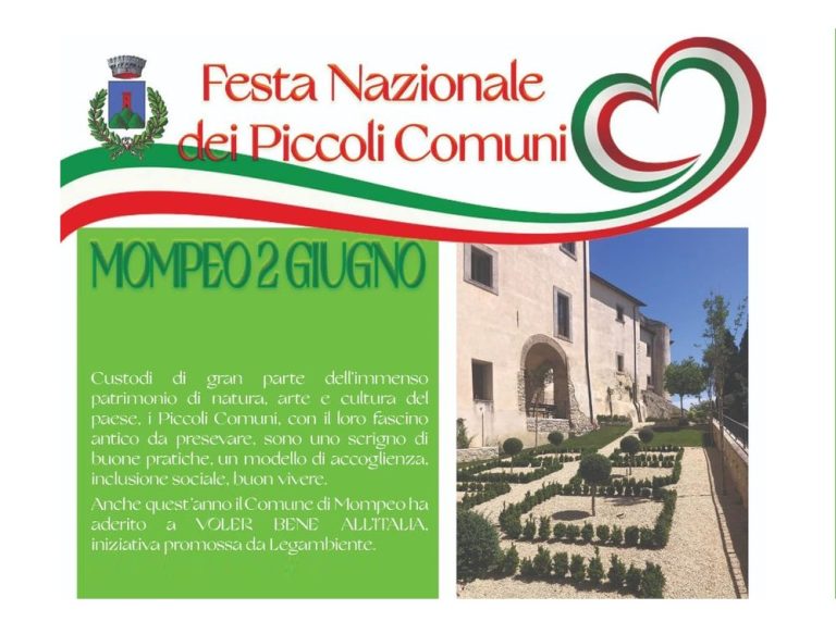 A Mompeo il 2 giugno doppia festa: per la Repubblica e per i Piccoli Comuni