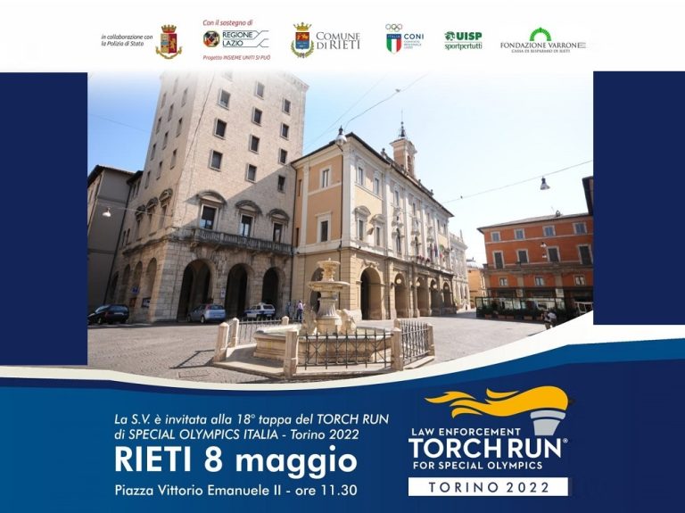 Torch Run Special Olympics, da Udine a Rieti l’8 maggio in piazza del Comune