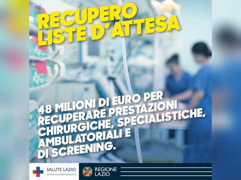 Approvato Piano Operativo per Recupero Liste di Attesa della Regione Lazio