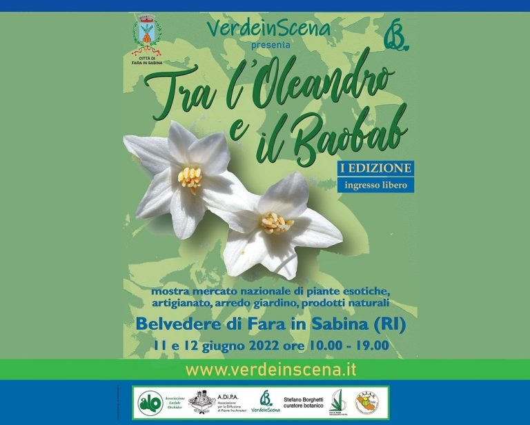 L’11 e 12 giugno a Fara in Sabina la prima edizione della mostra mercato “Tra l’Oleandro e il Baobab”