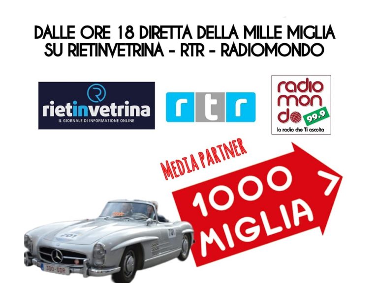 DIRETTA MILLE MIGLIA 2022 – Dalle ore 18 su Rietinvetrina RTR Radiomondo