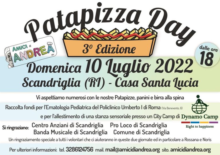 L’Associazione “Amici di Andrea” il 10 luglio ti invita al 3° PataPizzaDay