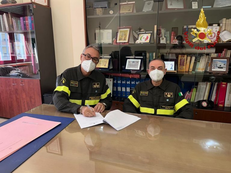 I Vigili del Fuoco di Rieti salutano il comandante Mariantoni e danno il benvenuto a Cuglietta