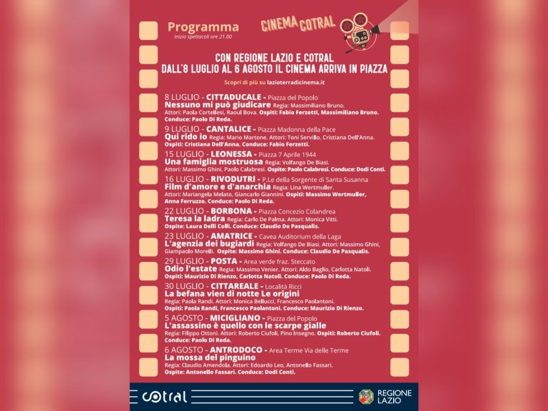 In cinque Comuni del Reatino arriva “Cinema Cotral”