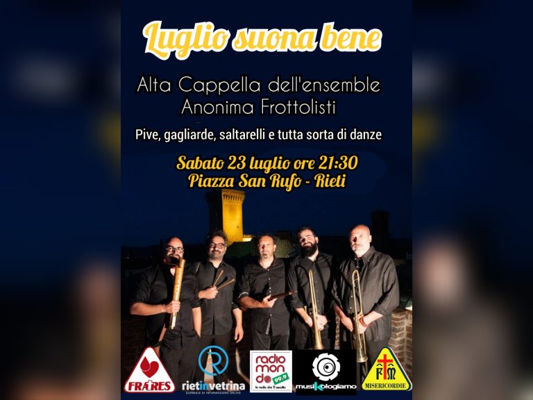Sabato 23 luglio l’Anonima Frottolisti in concerto a San Rufo per “Luglio suona bene”