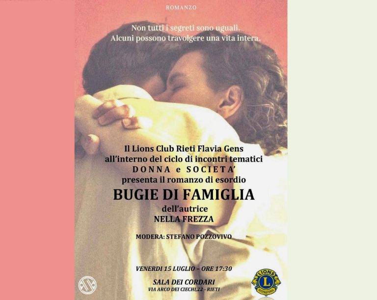 Venerdì 15 luglio a Rieti presentazione del libro “Bugie di famiglia” di Nella Frezza