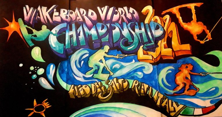 Sketch d’arte a colpi di colore, acqua e aerosol, ispirati ai Mondiali di Wakeboard al Lago del Salto