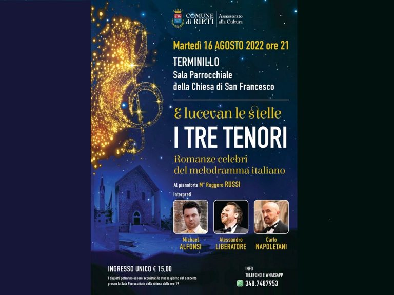“E lucevan le stelle”, il 16 agosto tre tenori per il concerto al Terminillo