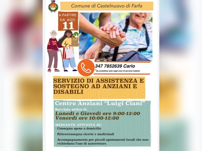 Iniziativa per nonni e disabili da parte del Centro Anziani di Castelnuovo di Farfa