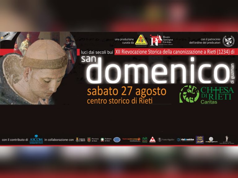 Il 15 e 16 settembre a Rieti “Rappresentazione storica Canonizzazione San Domenico di Guzman”