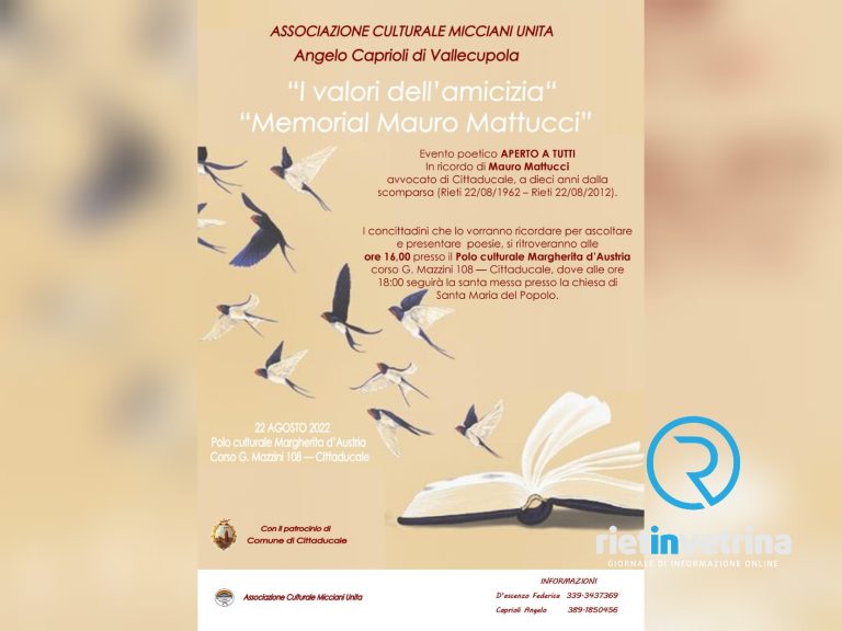 Evento poetico “I valori dell’amicizia-Memorial Mauro Mattucci”