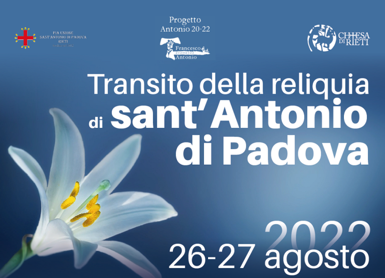 Il 26 e 27 agosto la reliquia di Sant’Antonio sarà a Rieti nella Basilica di Sant’Agostino