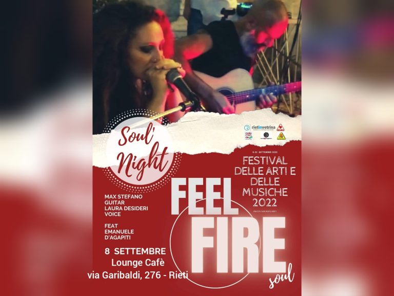Stasera (8 settembre)  i “Feel Fire Soul & Emanuele D’Agapiti” al Lounge Cafè di via Garibaldi a Rieti