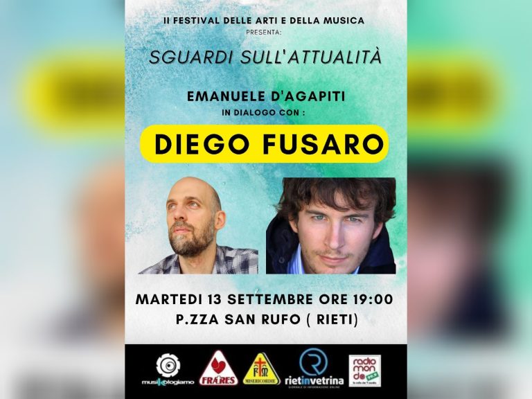 Diego Fusaro il 13 settembre a Rieti