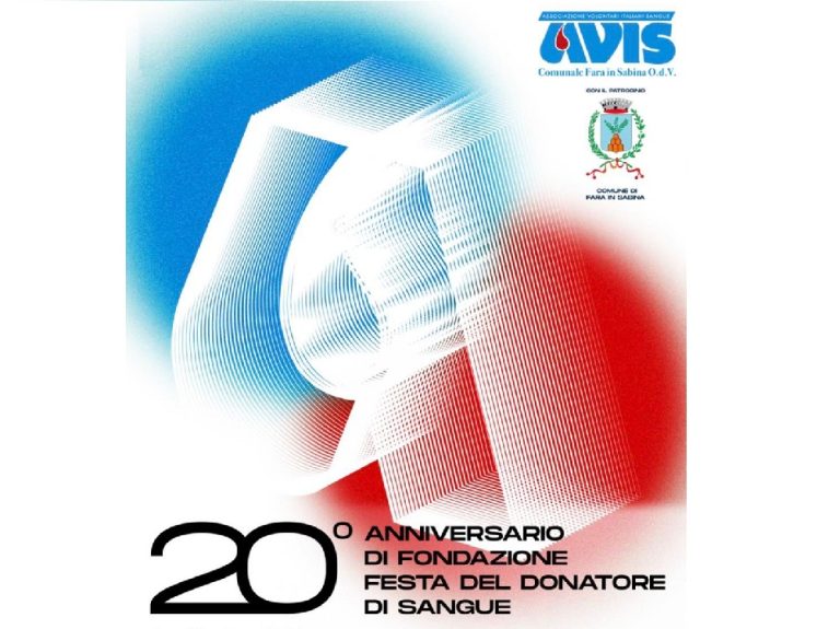 Il 4 settembre a Corese Terra i festeggiamenti per i 20 anni dell’AVIS Fara in Sabina