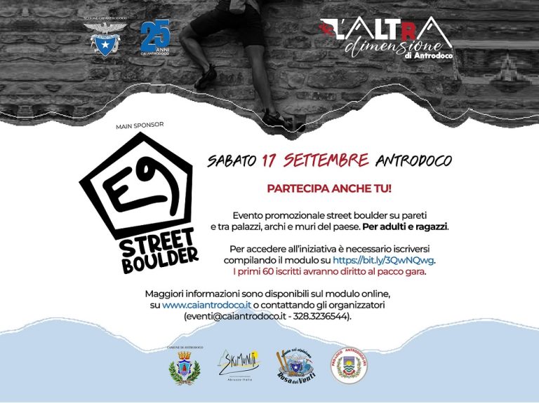 Con il CAI Antrodoco l’evento “E9 Street Boulder” tra muri, archi e palazzi del paese