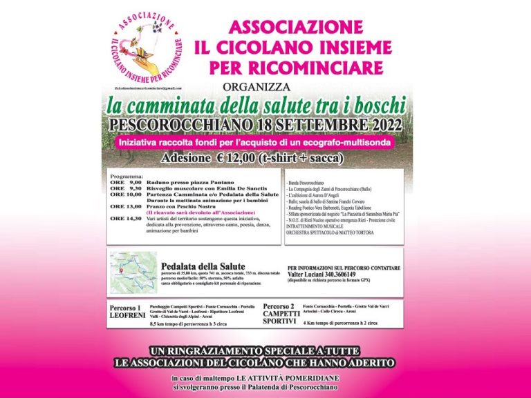 “Camminata della salute tra i boschi” a Pescorocchiano