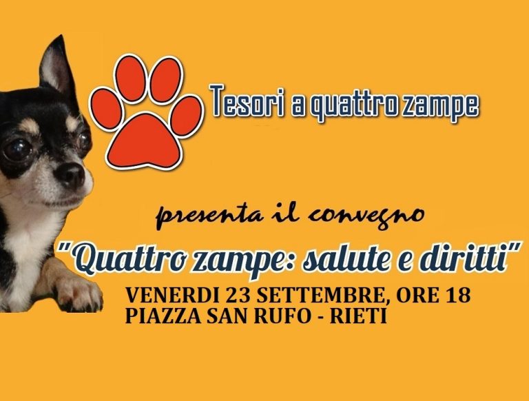 Venerdi 23 settembre a Rieti il convegno di Tesori a quattro zampe – GLI OSPITI