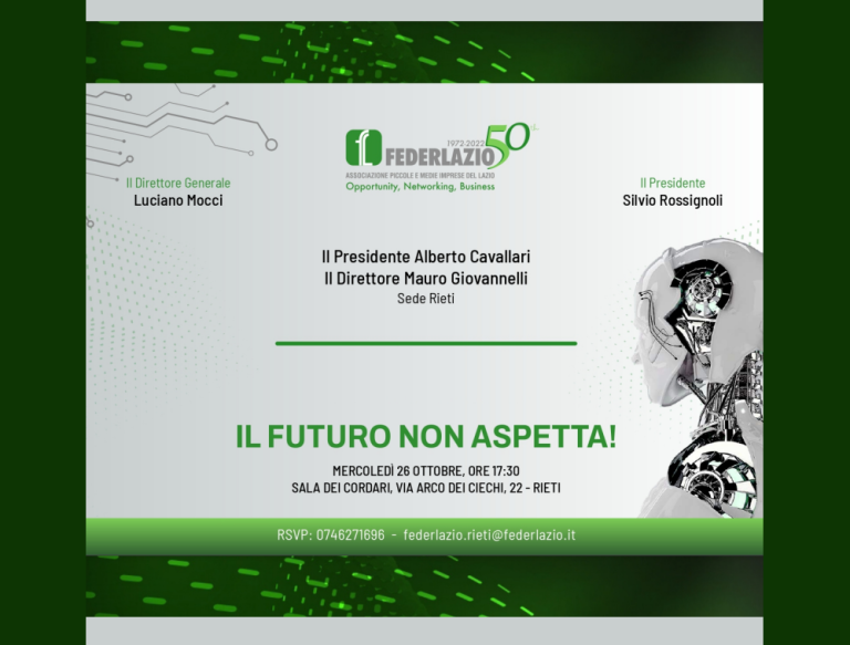 Federlazio festeggia i 50 anni. Evento a Rieti il 26 ottobre