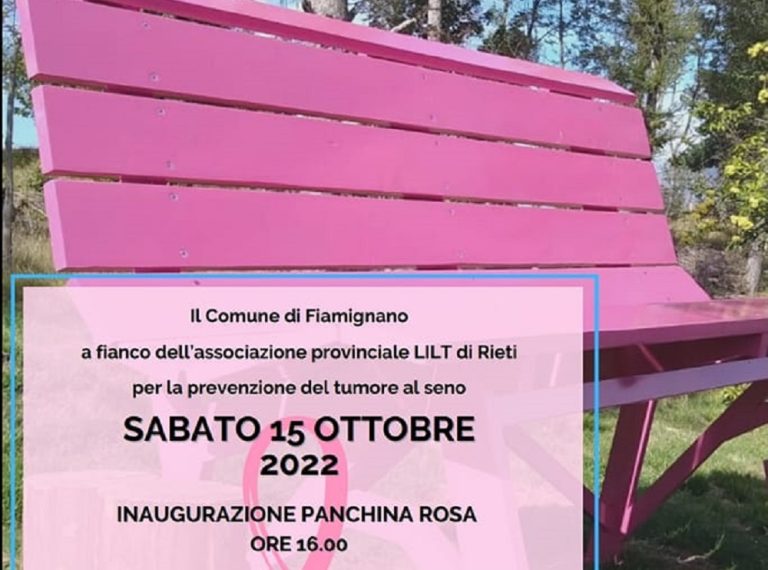 Il 15 ottobre a Fiamignano inaugurazione Panchina Rosa