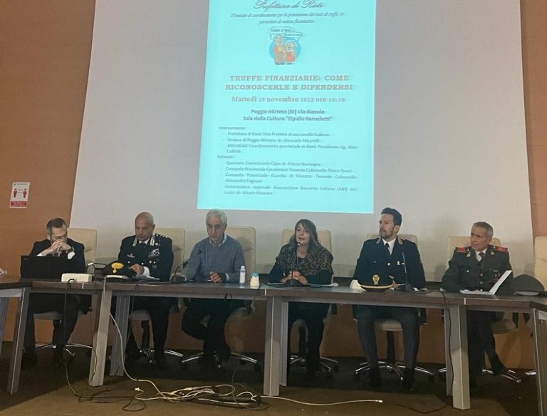 Tenuto a Poggio Mirteto l’incontro info-formativo “Truffe finanziarie: come riconoscerle e difendersi”