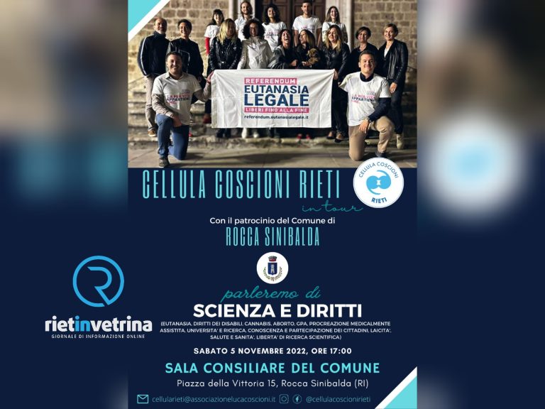 A Rocca Sinibalda il 5 novembre la Cellula Coscioni Rieti