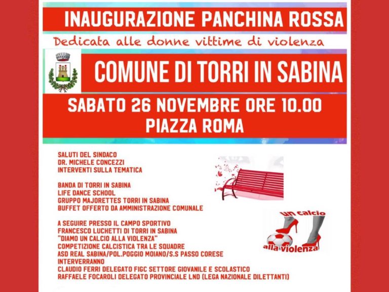 A Torri in Sabina e Rocchette inaugurazioni Panchine Rosse