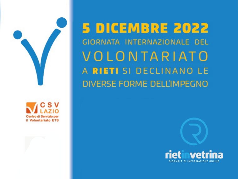 Giornata internazionale del volontariato, il 5 dicembre convegno a Rieti