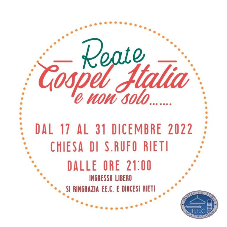 “Reate Gospel Italia e non solo”, il 21 dicembre il primo spettacolo nella Chiesa di San Rufo