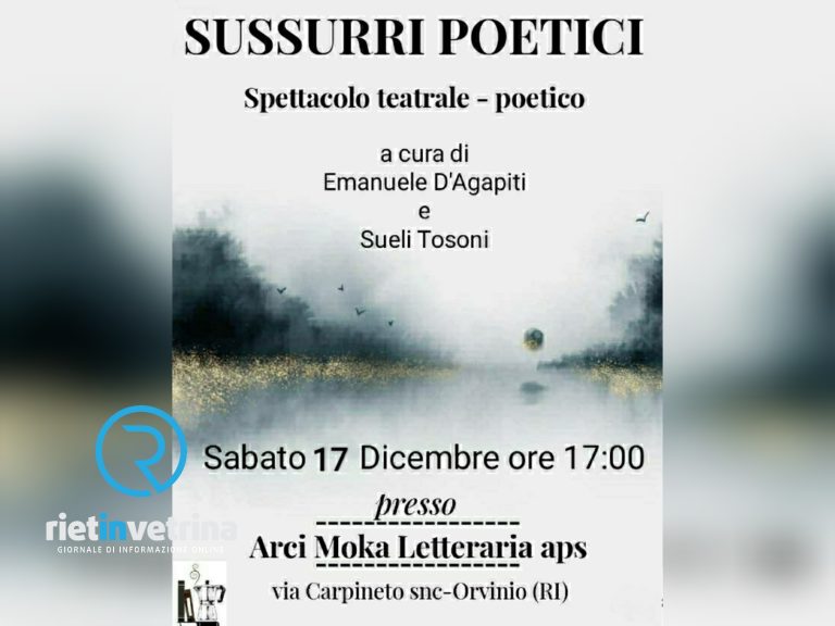 “Sussurri Poetici”, il 17 dicembre ad Orvinio