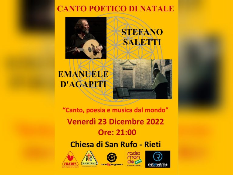 Emanuele D’Agapiti e Stefano Saletti in scena a Rieti il 23 dicembre con “Canto poetico di Natale”