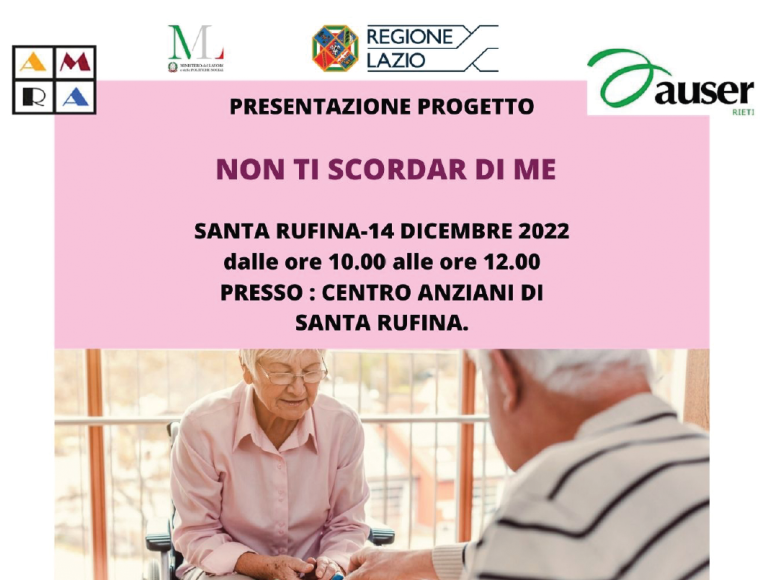Il 14 dicembre al Centro Anziani di Santa Rufina presentazione del progetto “Non ti scordar di me”