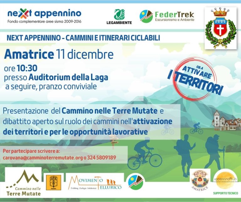 Ad Amatrice l’11 dicembre la terza tappa della carovana del Cammino nelle Terre Mutate