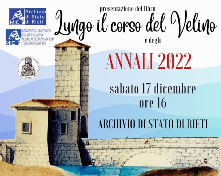 Il 17 dicembre presentazione dei libri  “Lungo il corso del Velino” e “Annali 2022”