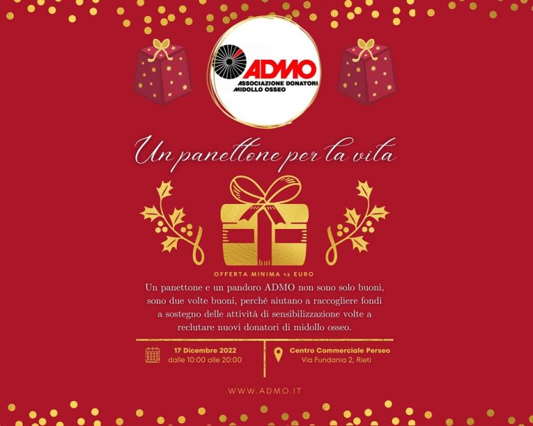 ADMO Rieti, il 17 dicembre sarà possibile acquistare pandori e panettoni della solidarietà