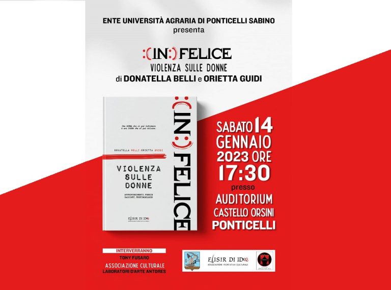 Il 14 gennaio a Ponticelli Sabino presentazione del libro “:( IN:) FELICE” di Donatella Belli e Orietta Guidi