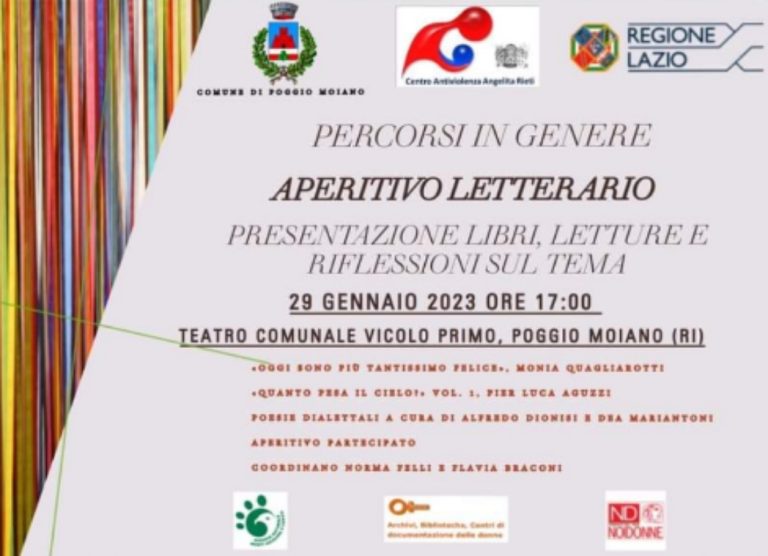 Il 29 gennaio a Poggio Moiano aperitivo letterario “Percorsi in genere”