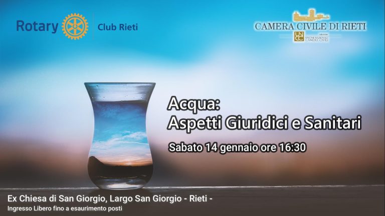 Il 14 gennaio a San Giorgio convegno “Acque: Aspetti giuridici e Sanitari”