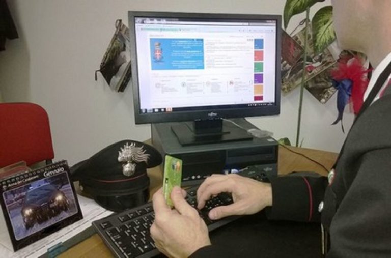 Carabinieri denunciano persona per truffa online
